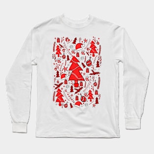 The red Xmas pattern Long Sleeve T-Shirt